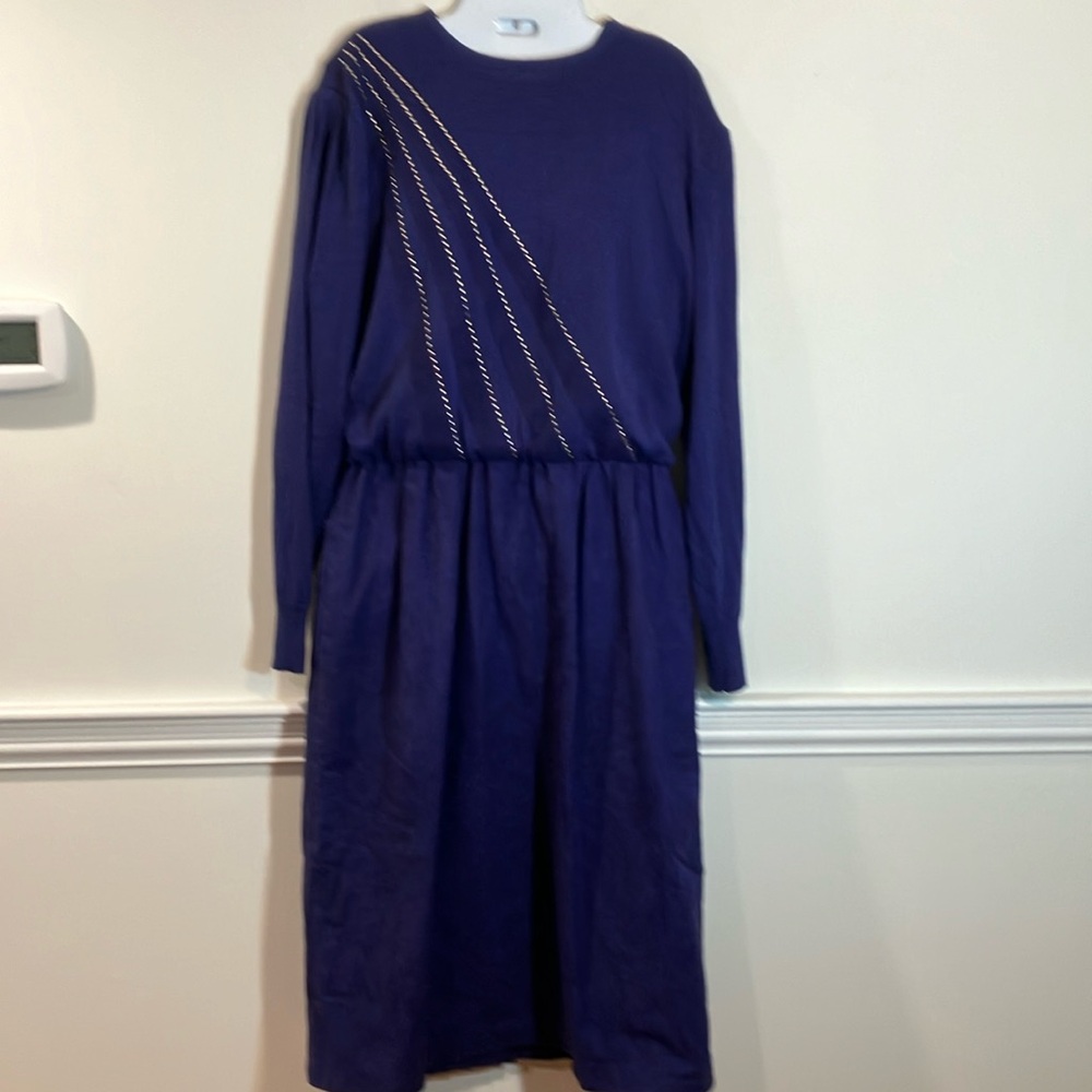 Vintage Ciao Ltd purple long sleeve faux suede dress 18